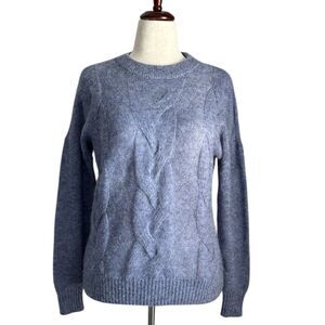 Vineyard Vines Blue Cable Knit Sweater XS Alpaca Merino Wool Blend Oversized Fit